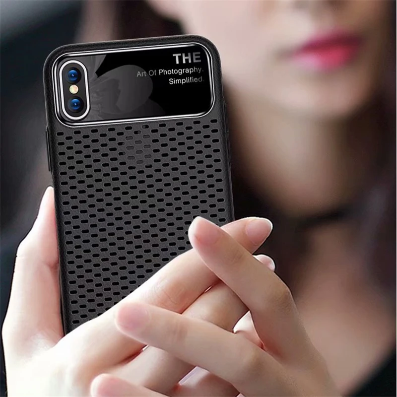 Bussiness Breathable Back Cover for iPhone 7 Tempered Glass Phone Case