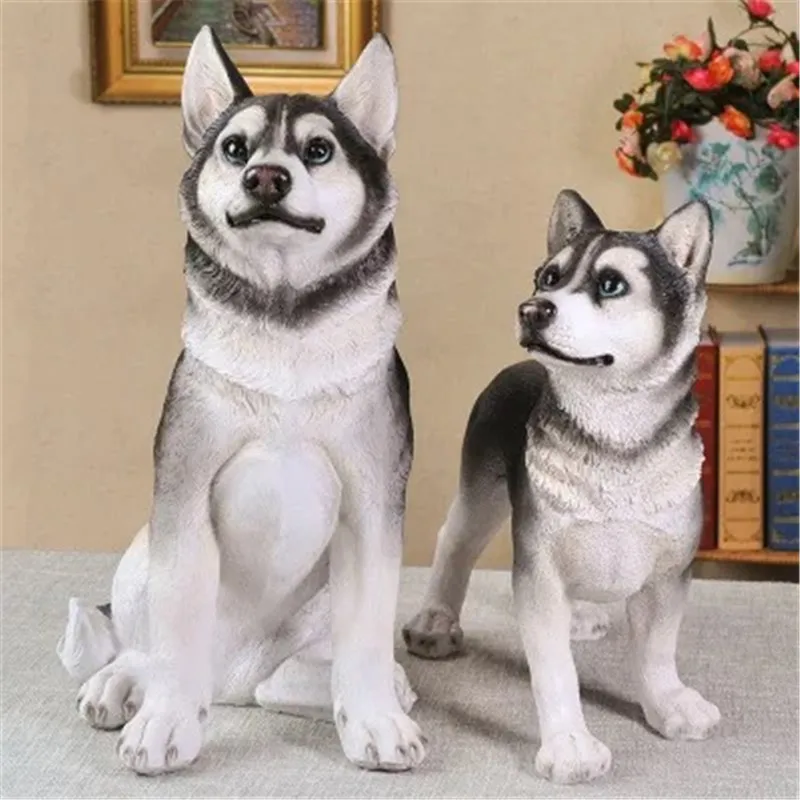 

Simulation Husky dog resin figurine home decor animal crafts outdoor garden decoration handicraft sculpture dogs ornament