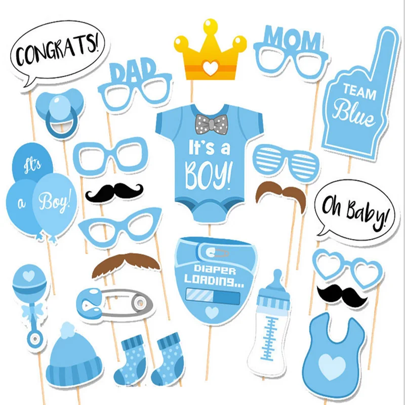 HOT 25pcs/set Girl Photo Booth Props Baby Shower Pink Baptism Birthday Decoration DIY Party PhotoBooth Supplies-6