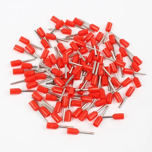 Красный E0508 трубки Изоляционные изолированные клеммы 0.5MM2 кабель провода разъем изоляционные обжимной терминал 1000 шт./упак. разъем для электронных сигарет - Цвет: Красный