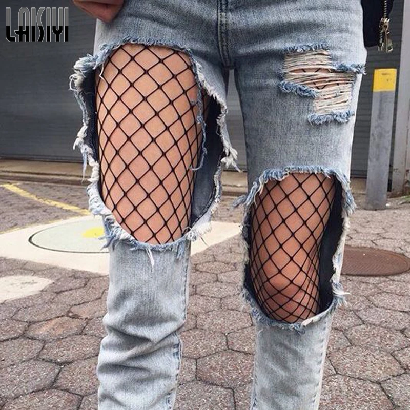 

LAISIYI 2019 Women New Sexy Fishnet Mesh Fitness Leggings Hollow Out Net Club Party Hosiery Pants ASLE10003