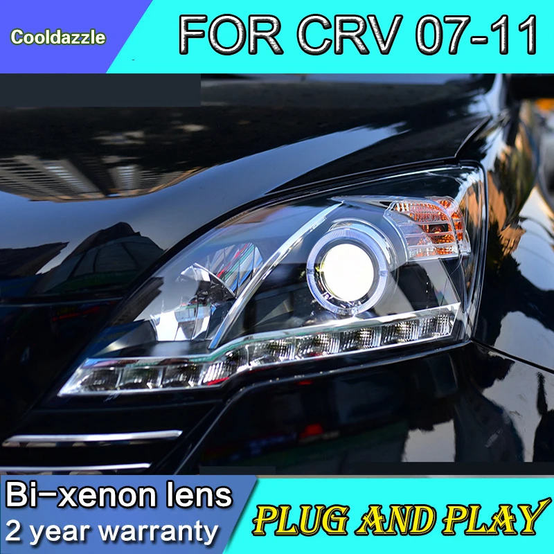 Для Honda CRV CR V светодиодный фары 2015 2016 года комплект HID Дневные ходовые огни Bi xenon