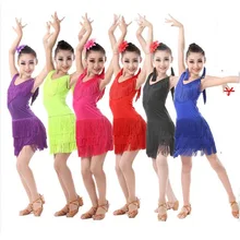 Платье для девочек с блестками и кисточками для латинских танцев; Детские костюмы для бальных танцев, танго, сальсы, бахромы; детская Одежда для танцев