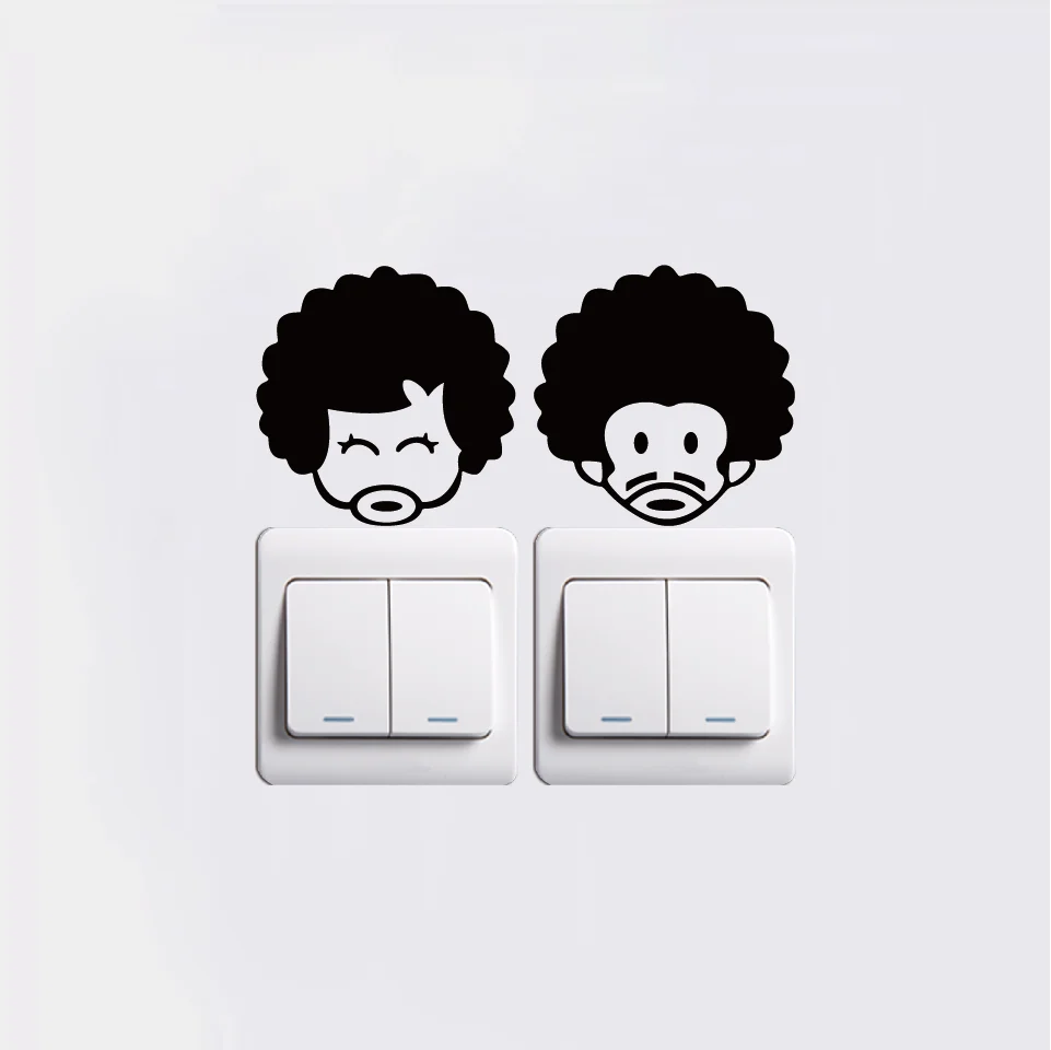 Lucu Kartun Pernikahan Pasangan Lampu Stiker Kreatif Dinding Vinyl