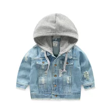 2019 Otoño Invierno chaquetas de mezclilla para niño Vintage Casual con capucha niños bebés chaquetas de Denim para muchachos prendas de vestir de moda LZ379