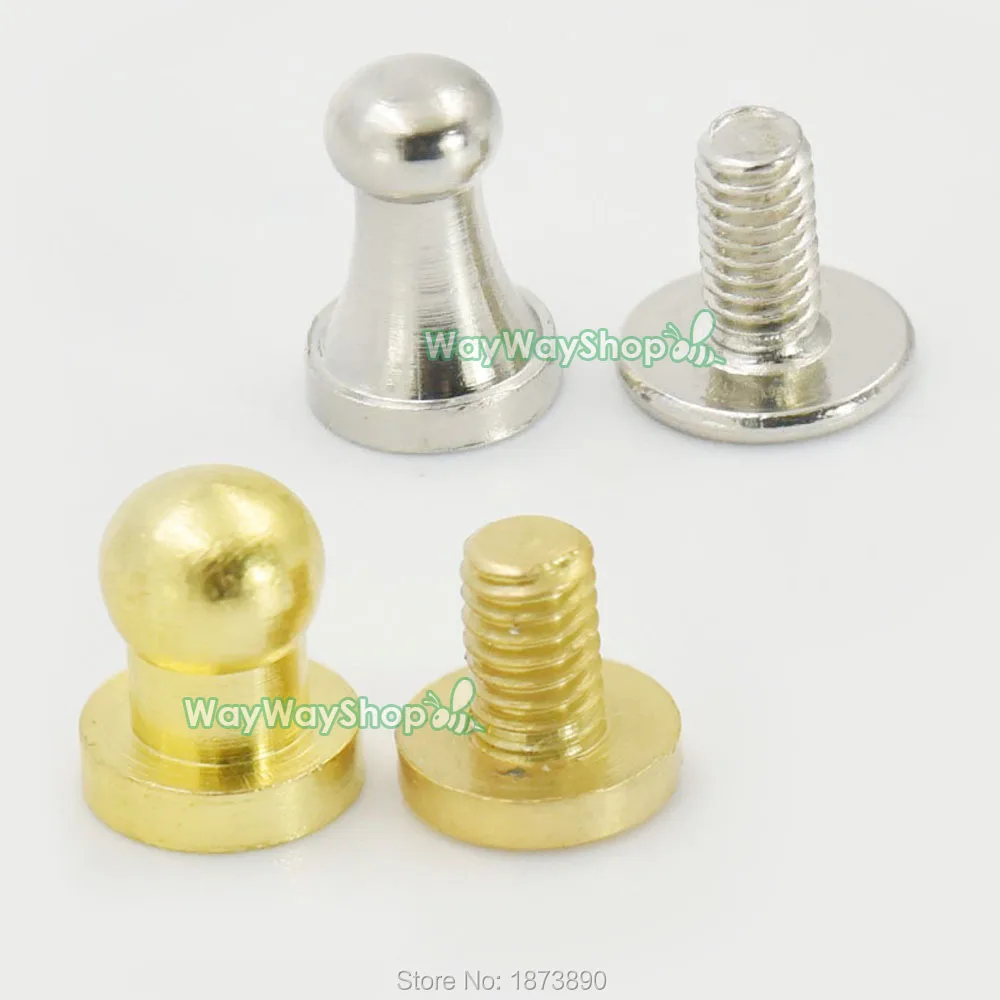 50 PCS Metal Head Button Stud Screwback spot 4mm(0.15") for Screw Chicago nail Nickle Gold