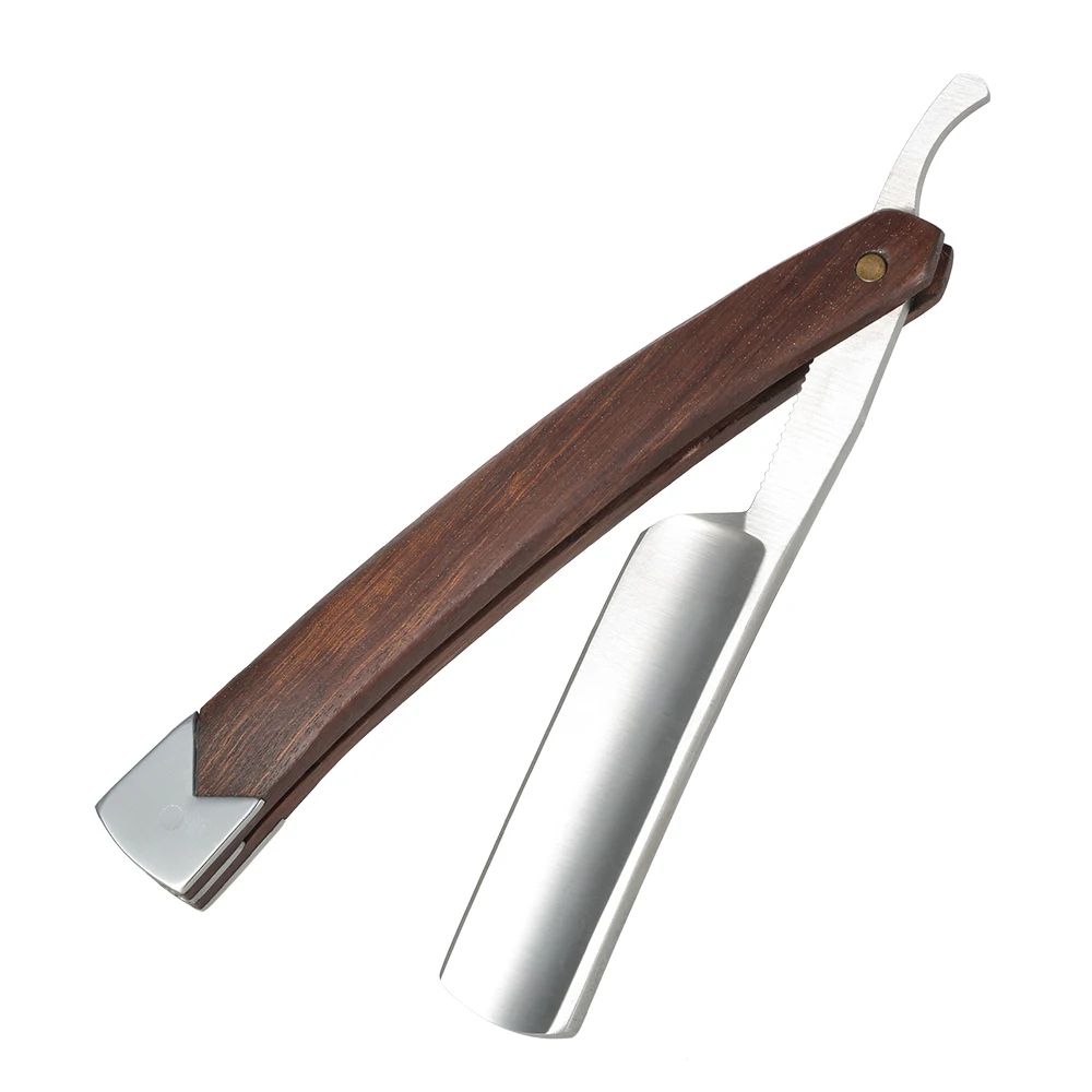 Well polished Straight Razor Wood Handle Folding Shaving Cut Throat Men's Shaving Razor Barber