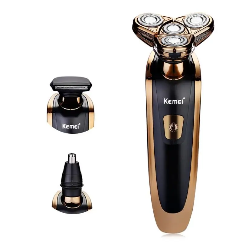 

Kemei KM-363 3 in 1 Electric Shaver 4D Floating Blade Heads Shaver Razor with Nose Beard Trimmer Shaving Machine for Men