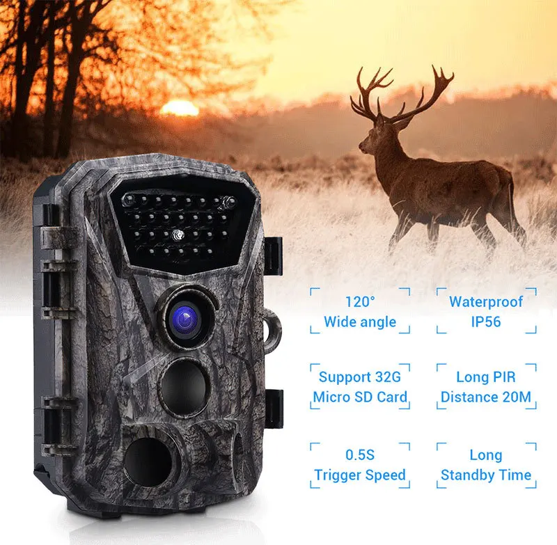 PDDHKK 1080P HD Trail камера для охоты на диких животных угол 120 градусов 0,5 с триггер время охоты камера с ИК ночного видения IP56 - Цвет: H883