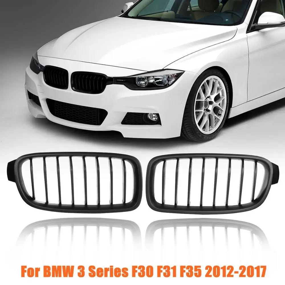 Для BMW F30 F31 F35 3 серии 2012 2013 1 пара Передняя решетка для почек матовый черный автомобиль Стайлинг гоночный гриль - Цвет: Matte Black