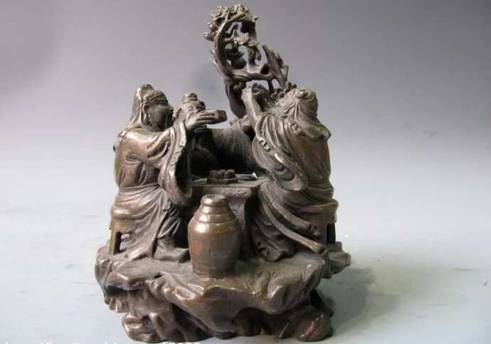 

Collectible bronze S2488 7 Chinese Folk Coppper bronze Romance of Three Kingdoms People sworn Statue