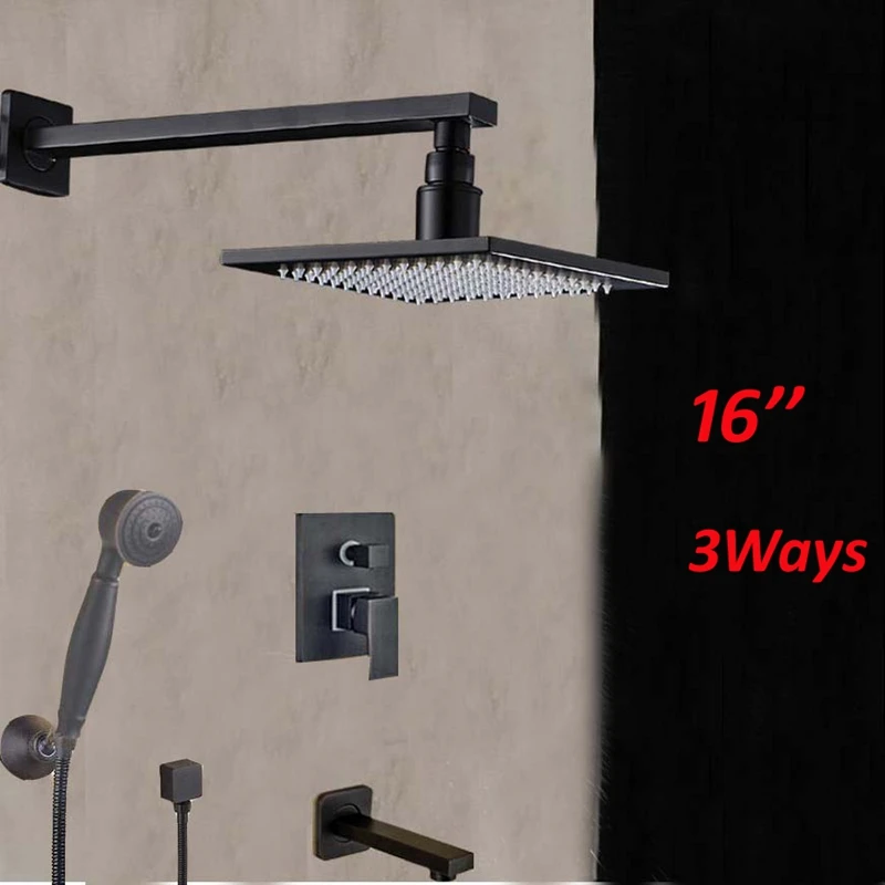 

Modern 16 Inch Oil Rubbed Bronze Ceramic Valve Shower Faucet Vanity Mixer Tap Single Handle