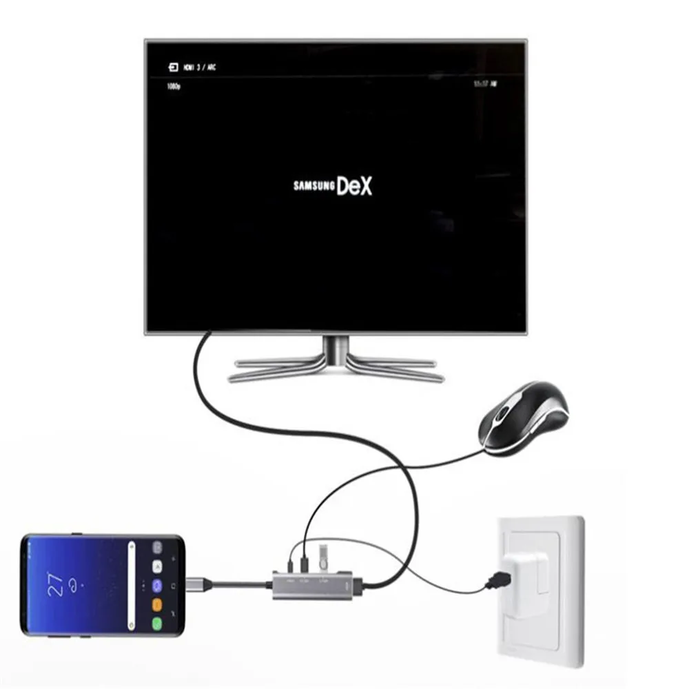 Док-станция для ноутбука feed me type-c док-станция USB3.0 конвертер 4k к HDMI PD концентратор для MacBook huawei