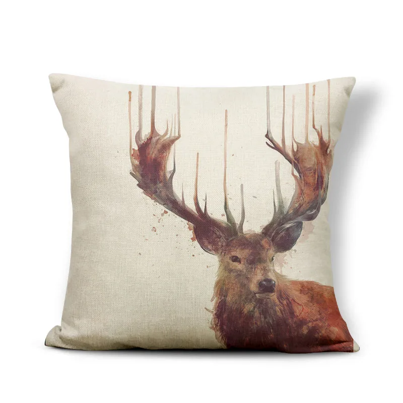 الحيوان زرافة الغزلان وسادة وسادة القضية أقحوان ريفي البلد الاكسسوارات خزانة المنزل رمي غطاء وسادة 43x43 سنتيمتر الكتان