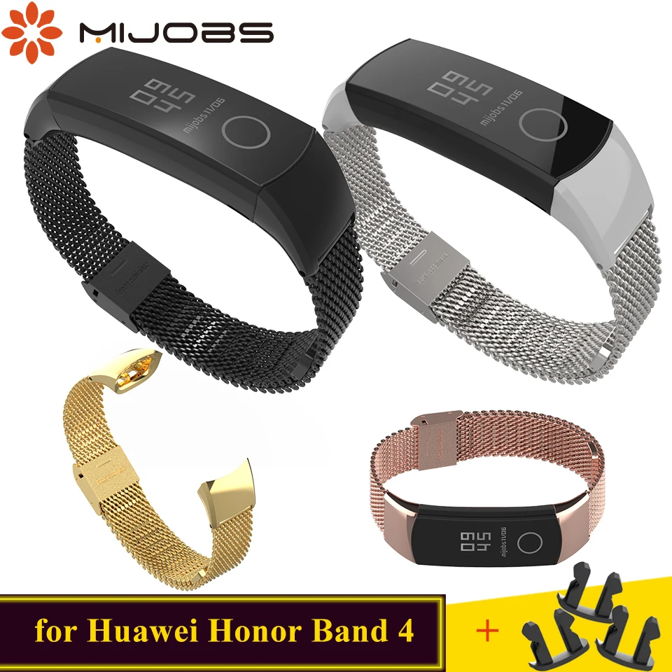 Mijobs для huawei Honor Band 4 металлический ремешок из нержавеющей стали для huawei Band 5 4 ремешок Сменные умные аксессуары для Honor 3 Band