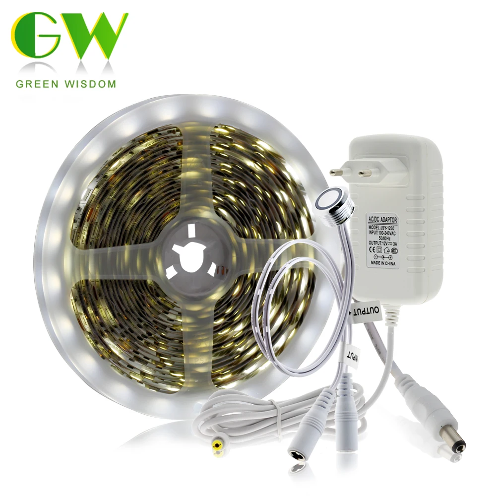 

Touch Dimming LED Strip 5050 + DC12V Adapter + Touch Dimmer Switch DIY Bed Closet Cabinet Light LED Flexible Strip Light.