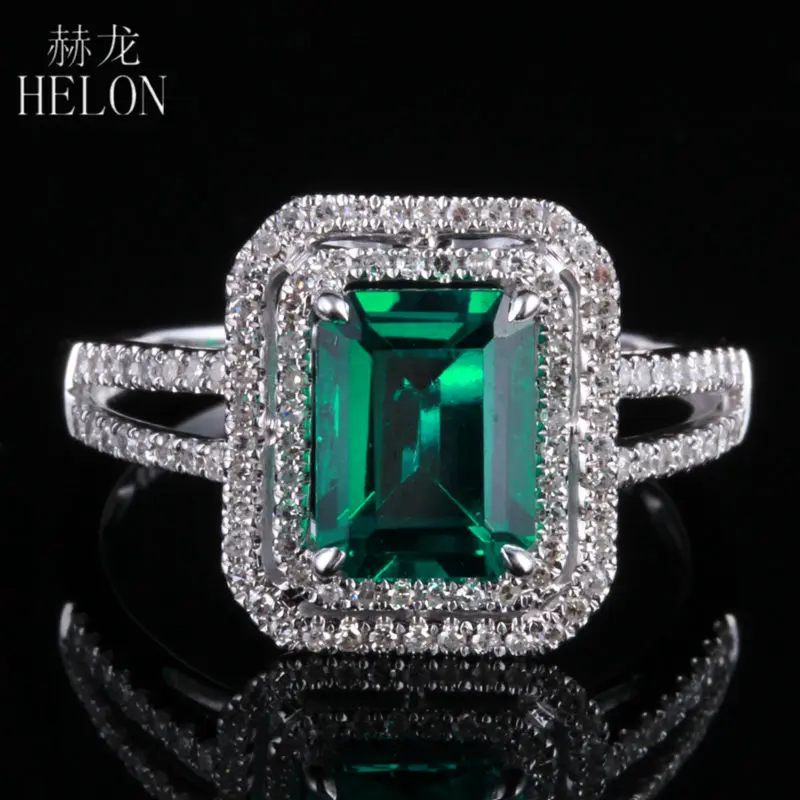 HELON Solid 14K белое золото безупречный круглый 1.4ct настоящий натуральный аметист и бриллианты обручальное Обручальное модное Ювелирное кольцо