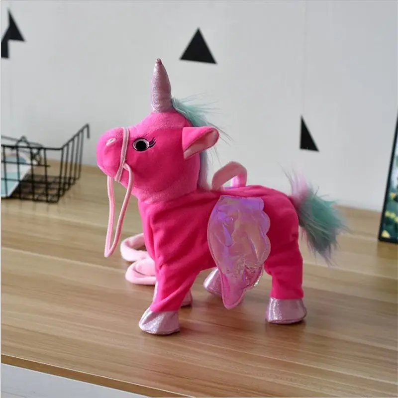 35cm Electronic Unicorn Plush Toy Music Walking Singing Plush Fly Horse