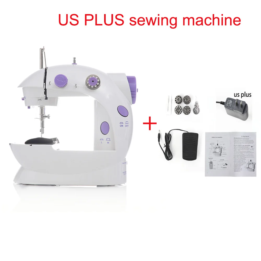 Электрическая мини-швейная машина домашняя ручная машина для шитья скоростная лампа с регулировкой ручная швейная машина maquina de costura coser - Цвет: US PLUG