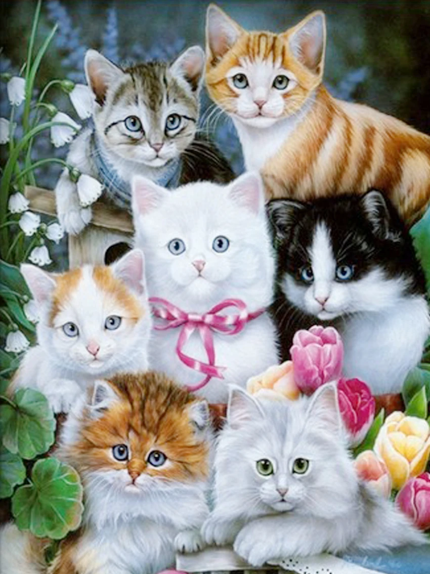 3D DIY Berlian Bordir Keluarga Kucing Menjahit Berlian Mosaik Gambar 3D DIY Berlian Bordir Keluarga Kucing Menjahit Berlian Mosaik Gambar