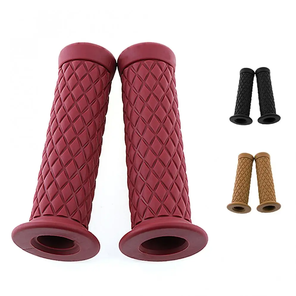 

2PCS 22mm Universal Retro Rubber Handlebar Hand Grip with Polychromatic Selectable for Halley Motorcycles