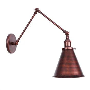 

Rusty American Village Wall Lamp E27 Bulb with lampshade Bedroom Iron wall light restaurant bar led wall lamp RWL0021
