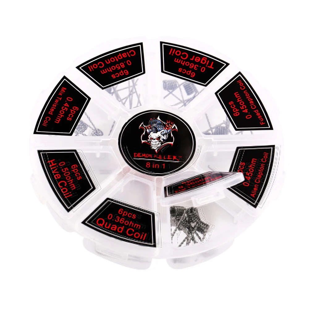 Оригинальный набор намотки Demon Killer 8 в 1 48 шт. с Hive/Quad/Tiger/Clapton/Mix Twisted/Flat