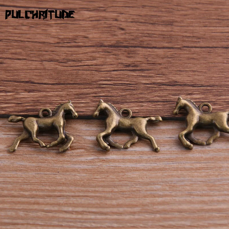 20pcs 15*19mm New Two Color Horse Charms Animal Pendants For DIY Jewelry Handmade Making Accessorie