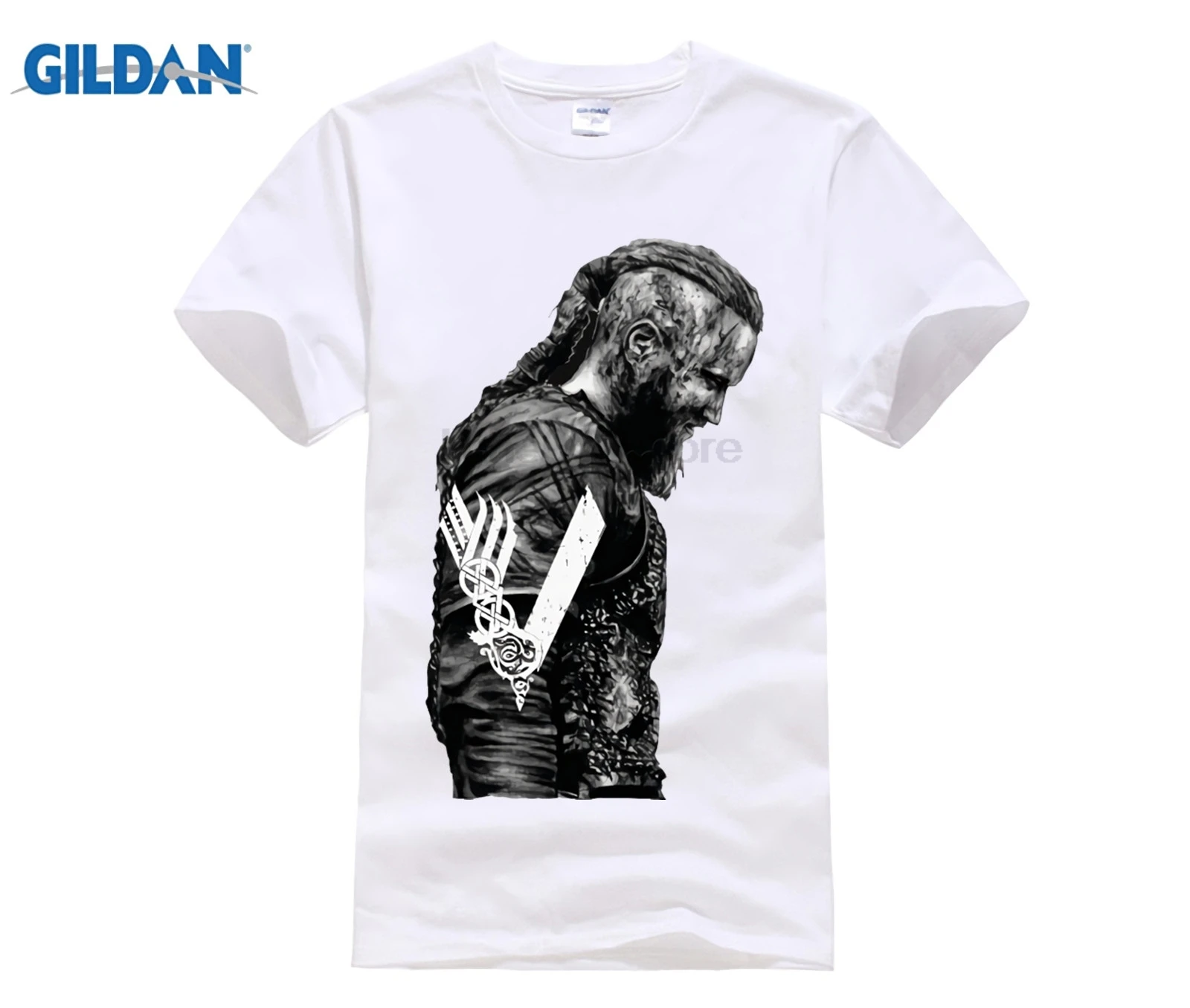 Футболки GILDAN KING Ragnar Lothbrok Vikings Man Organnic 100% хлопок футболки с короткими рукавами
