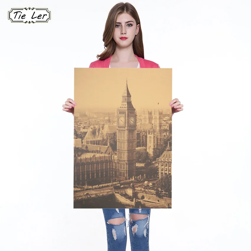 

London Classic Big Ben Photography Kraft Paper Poster Indoor Decoration Wall Sticker Painting Wallpaper 36 X 51.5cm