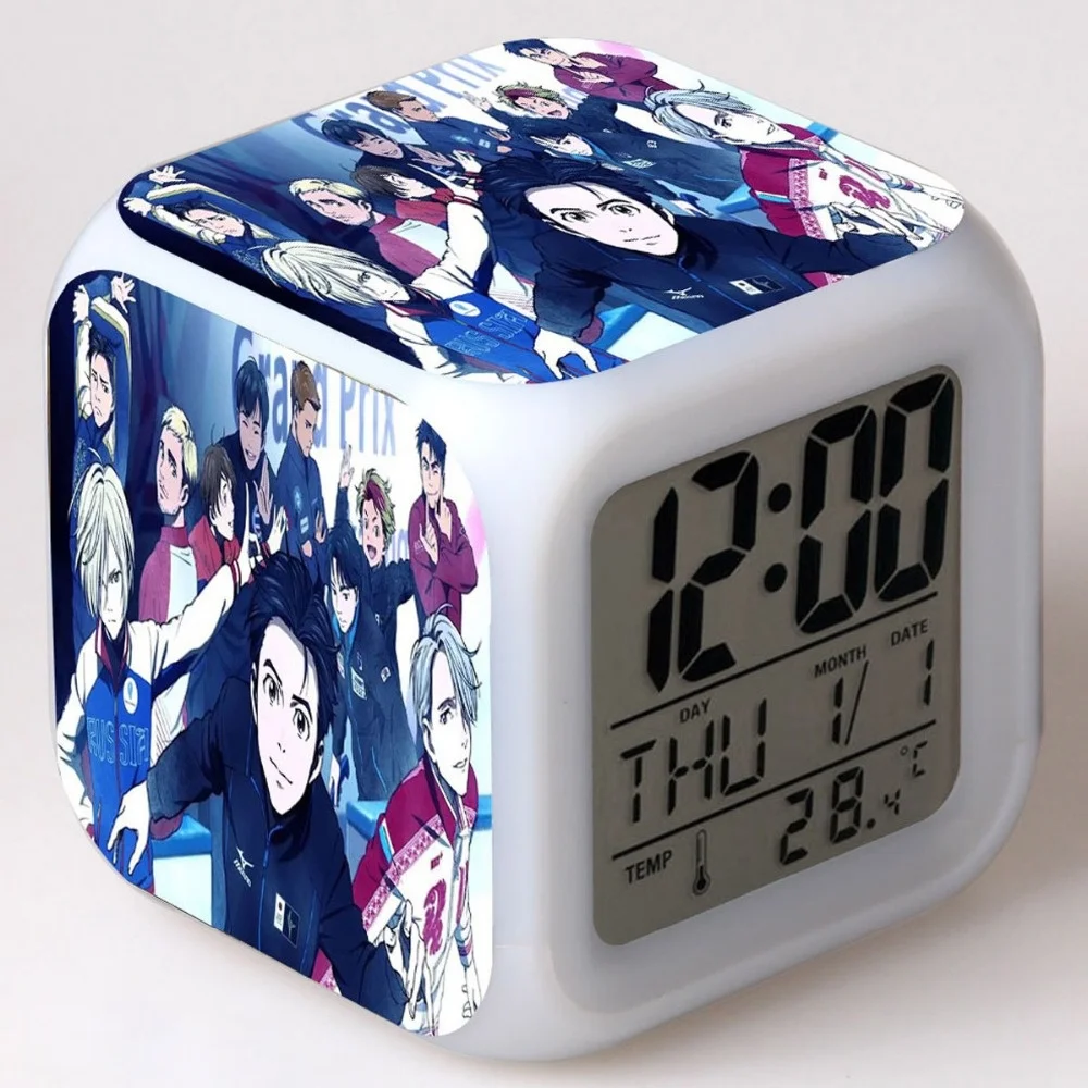 Yuri!!! on Ice 7 Color Change Digital Led Alarm Clock Kid Gifts