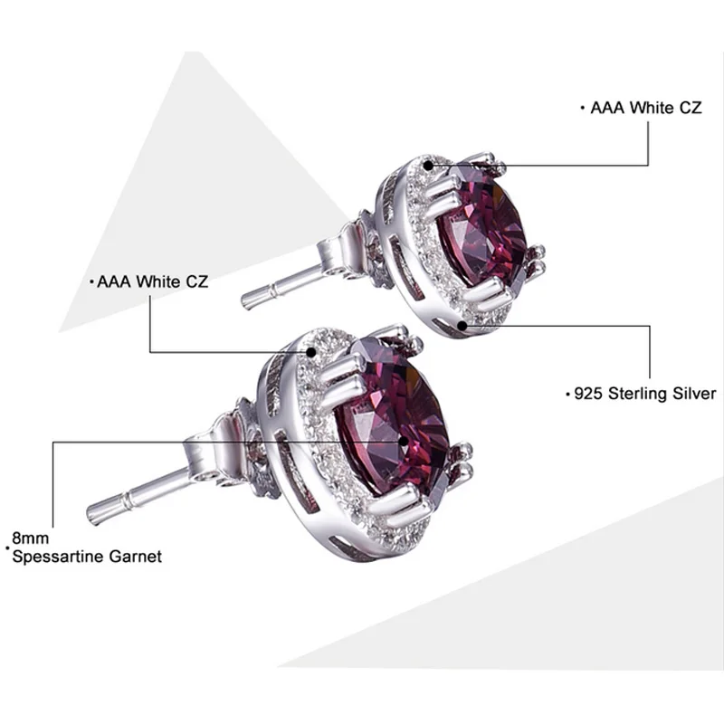 Серьги пусеты BONLAVIE из серебра 925 пробы Спессартин Гранат|earrings earring|earrings silver 925earrings