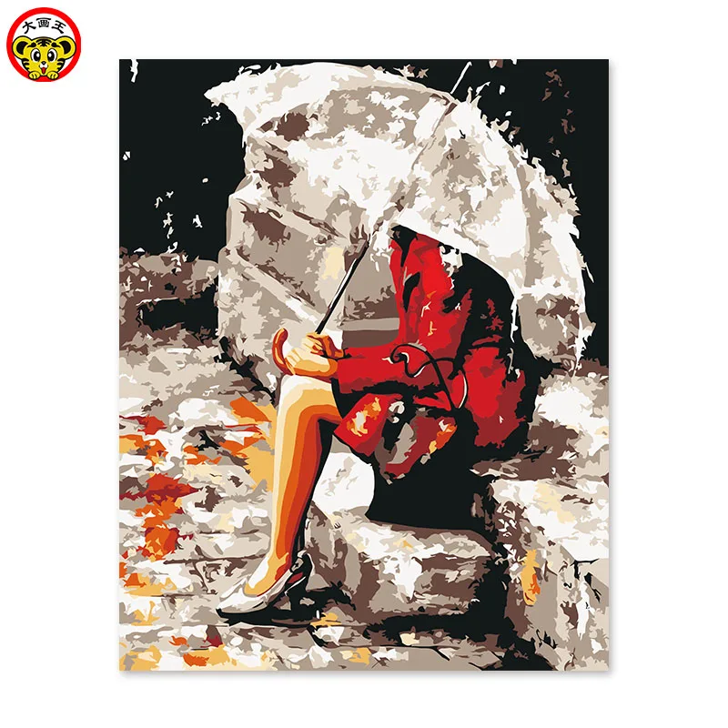 

painting by numbers art paint by number DIY decorative painting room sofa background painting rain umbrella