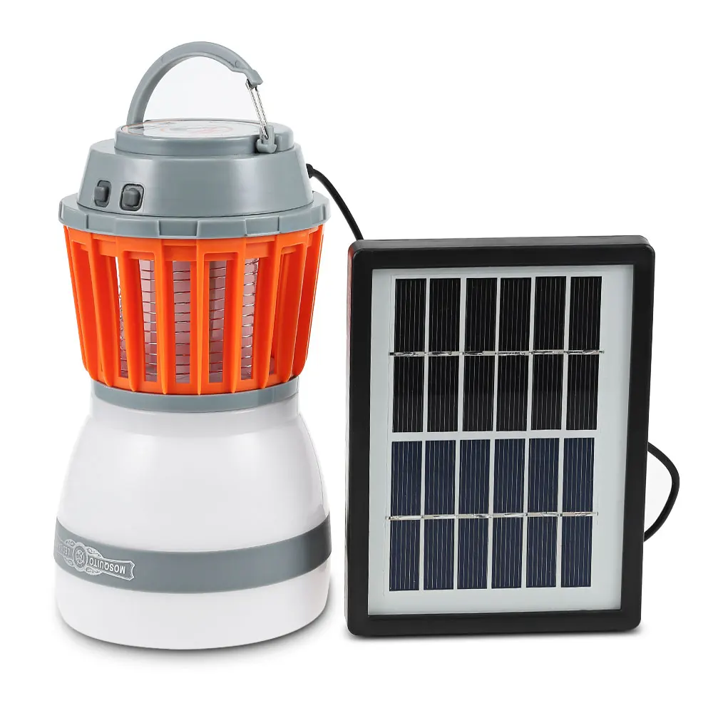 

Tool 2-in-1 Portable LED Camping Light Mosquito Killer Lamp With Solar Panel Charging Pest Repeller For Outdoor Camping Garden P
