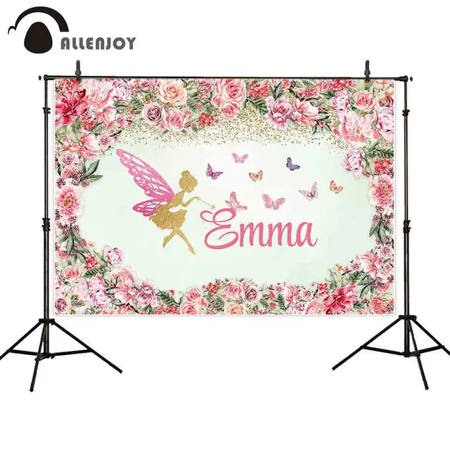 Allenjoy photography backdrops wreath flower floral fairy for children baby girl birthday customize photocall background