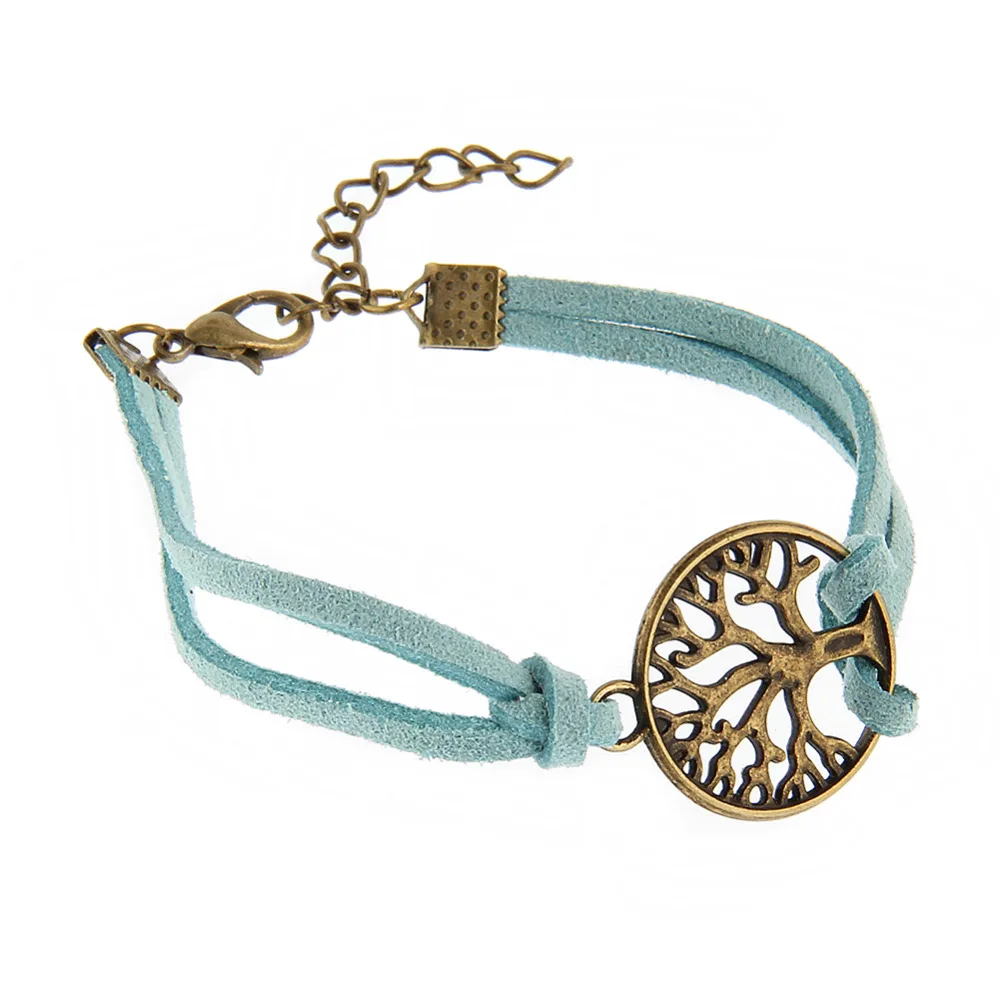

Women Bracelet Hand Jewelry Female Retro Big Tree Charm Circle Shape Fashion Bracelets Vintage Multilayer Leather Bracelet