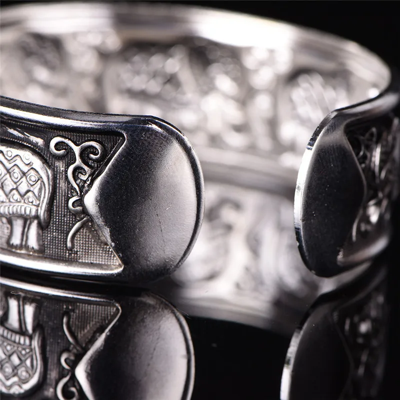 Винтаж слон тибетское серебро браслеты Очаровательные Элегантные Круглые металлическая запонка ювелирные женские браслеты подарок