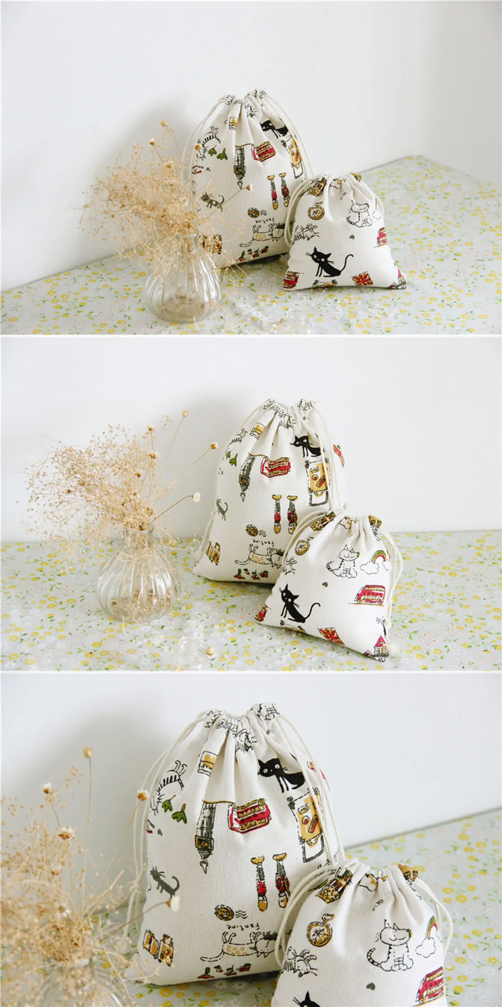 1 шт. озорной кот хлопок льняной тканевый мешок для сбора пыли одежда дорожная сумка для хранения портативный органайзер для дома Sundry детские игрушки сумки для хранения