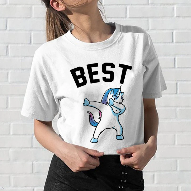 Новейшая женская футболка с надписью "Best Friends" Harajuku Kawaii BFF, футболка 90 s, футболка с графическим рисунком, Забавный модный топ, футболки для женщин - Цвет: 4354