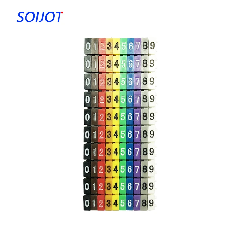 

100pcs/Lot 0-9 0123456789 0.75mm2-6mm2 Arabic Numerals M Type CAT 6 Clip Network Ethernet Wire Number Label Tube Cable Marker