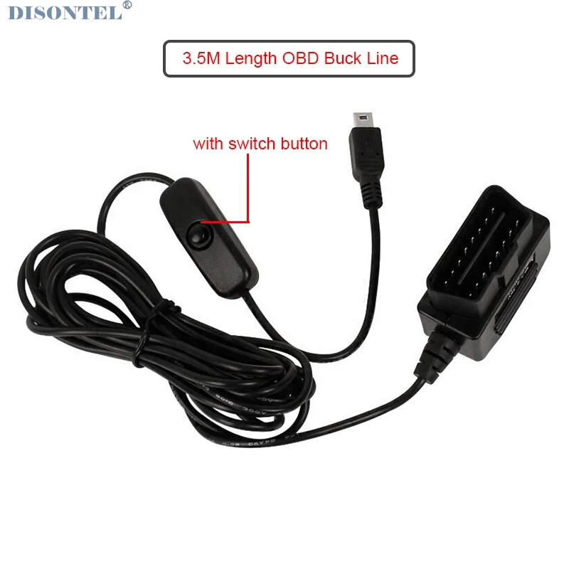 

Disontel OBD Buck Line for 24 Hours Parking Monitoring Car Camera DVR cable with switch button