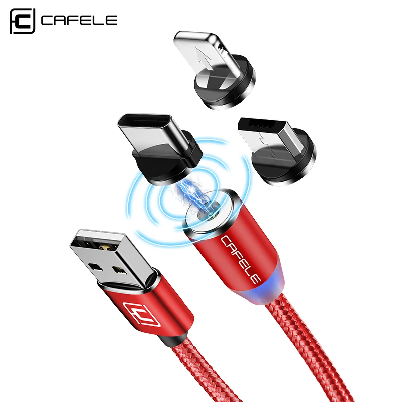 CAFELE 100 см Магнитный USB кабель Micro type C зарядный кабель нейлоновый светодиодный провод светодиодный кабель для iPhone samsung huawei Xiaomi Телефоны