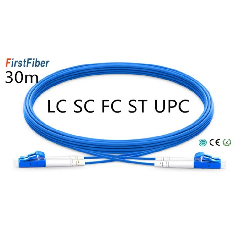 

30m LC SC FC ST UPC Armored Patch Cable Duplex 2 Core Single Mode Armored PVC fiber Patch Cord