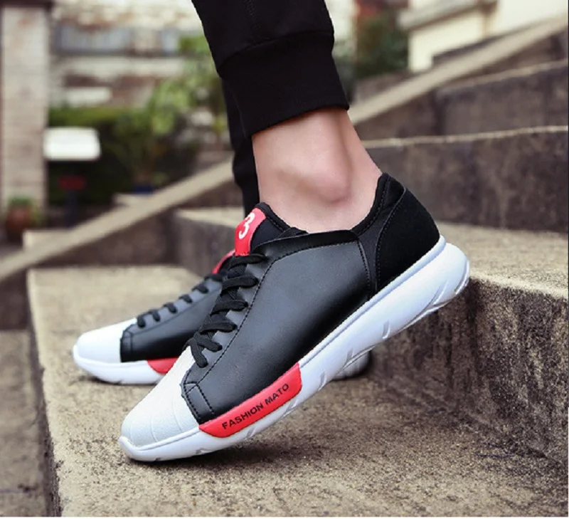New Spring Autumn Man Sneakers Skateboarding Walking Shoes Leather Breathable Lace Up Flat Light Weight Hard-Wearing Man Shoes (7)