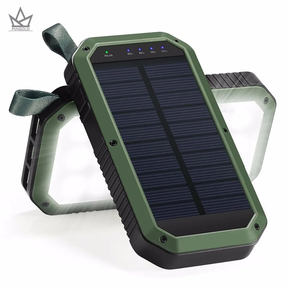 

PIAGOLD Solar Charger, 8000mAh 3-Port USB and 21LED Light Solar Power Bank Portable Battery Cellphone Charger, Solar Panel