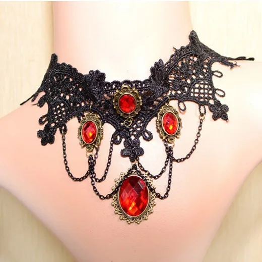 Ранняя осень женщины ювелирные изделия ретро кружево цвет камень necklace12pcs / lot
