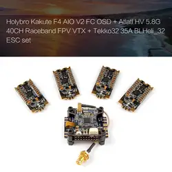 Горячие F4 AIO V2 FC OSD + Атлатлом HV 5,8G 40CH Raceband FPV VTX + Tekko32 35A BLHeli_32 ESC RC гоночный Drone Quadcopter модель Запчасти