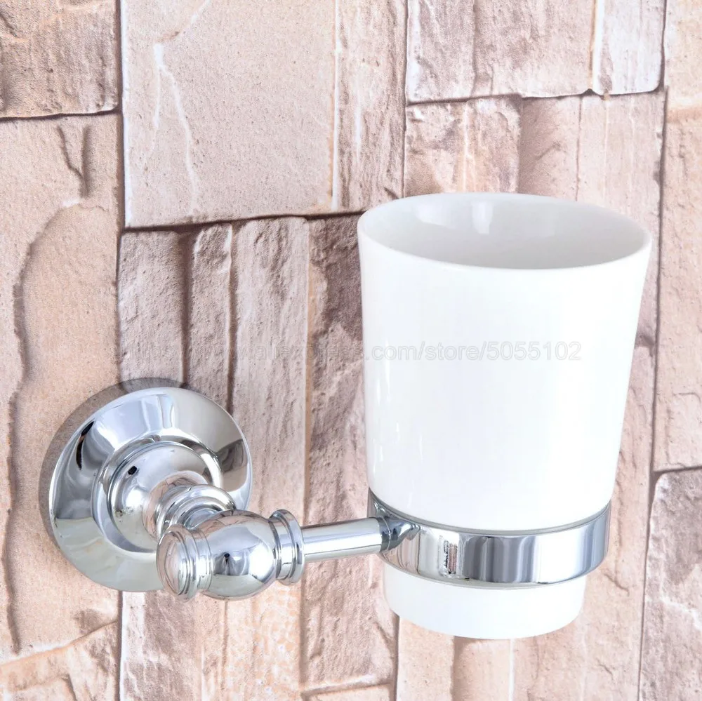 

Bathroom Cup Holder Chrome Ceramic Single Cup Holder Bathroom Ceramic Cup Rack Holder Bathroom Accessories zba791