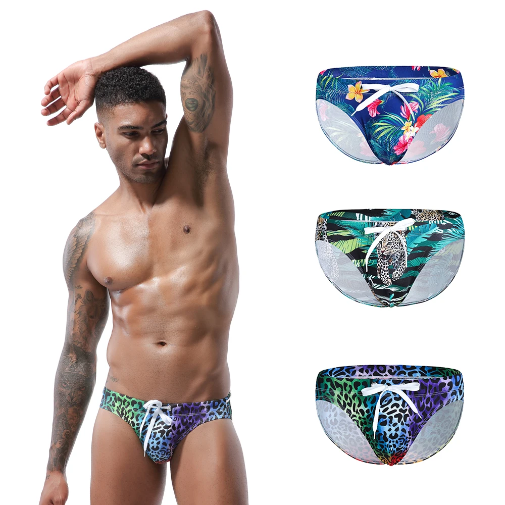 

Summer Sexy Push Up Men's Swimsuit Bikini Mens Swim Briefs Gay Swimwear Swimming Low Rise Surf Bathing Suit Male Beachwear