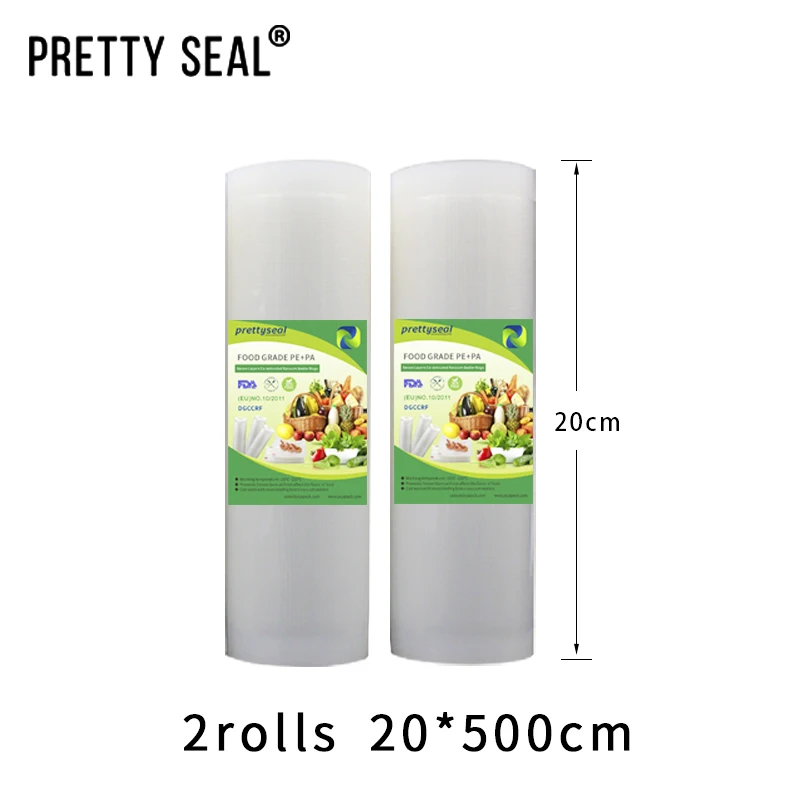 

PRETTYSEAL 2 Rolls Saran wrap Vacuum Bag Storage Bags For Vacuum Sealer Vacuum Packaging Rolls 20cm*5m